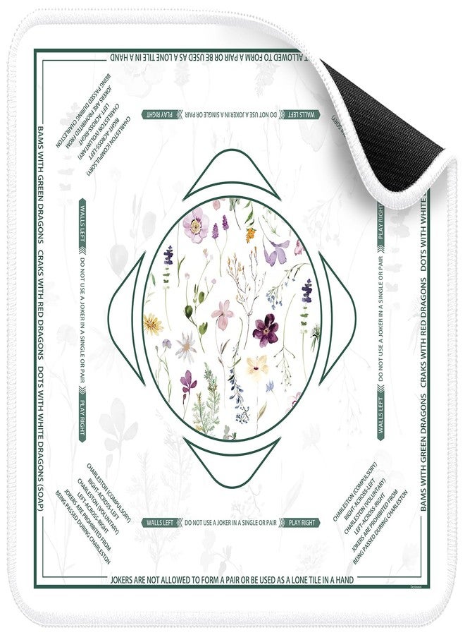 Deyimmei Mahjong Mat for Table - Non-Slip Mahjong Table Cover with Storage Pockets, Perfect Mahjong Accessories & Gifts for Women, Men, and Mahjong Enthusiasts (Floral Geometry) - Image 1